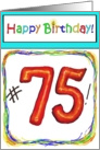 Happy Birthday 75 Bright Bold Balloon Paper Card