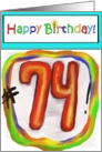 Happy Birthday 74 Bright Bold Balloon Paper Card