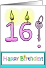 Happy Birthday 16 Girl Teen Bright Bold Balloon Paper Card