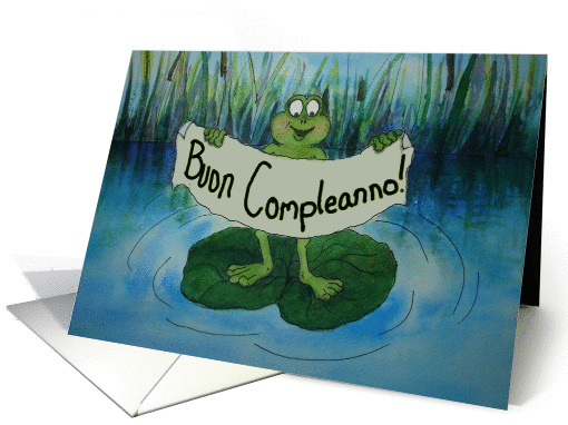 Frog Italian Happy Birthday Paper card (230347)