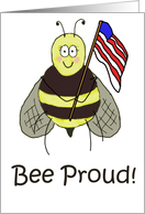 Bee Proud USA Military Support Our Troops Families Paper Card