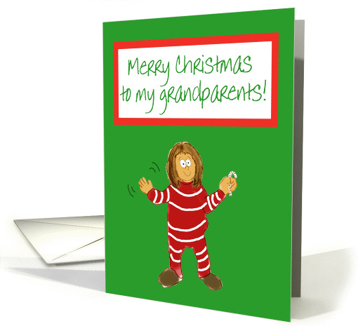 Merry Christmas Grandparents Girl Grandchild Grandaughter paper card