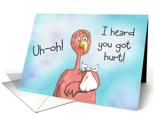 Pink Flamingo Bird Injured Accident Get Well Soon Recovery Paper card