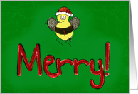 Bee Merry Christmas Card Whimsical Cute Humor Paper Card