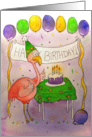 Pink Flamingo Bird Happy Birthday Paper Greeting Cards
