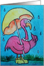 Watercolor Pink Flamingo Whimsical Encouragement Card