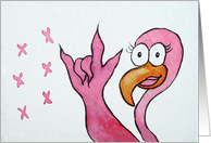 Watercolor Pink Flamingo Whimsical I love You Kisses Card