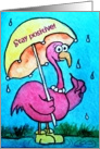 Watercolor Pink Flamingo Whimsical Bird Stay Positive Encouragement Card