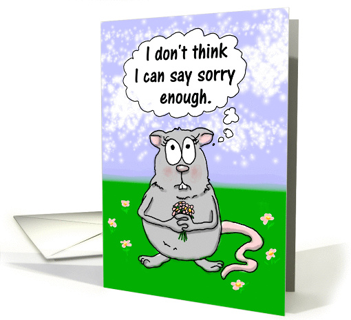 Sincere Apology,Cute Mouse with Flowers card (658292)