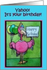 Happy Birthday Pink Flamingo Festive Colors Bright Bird card