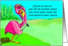 Pink Flamingo Golf Ball Lost Again Humor Whimsical Card