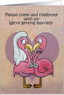 Pink Flamingo Couple Wedding Invitation Invite Whimsical Card