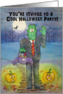 Happy Halloween Whimsical Frankenstein Watercolor Party Invitation card