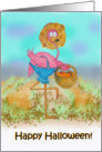 Pink Flamingo Happy Halloween Pumpkin Patch Farm Card