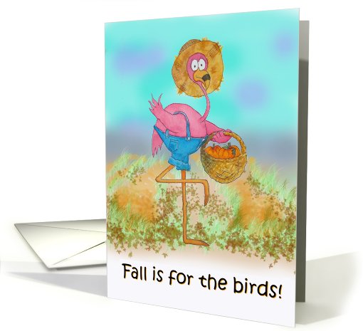 Pink Flamingo Happy Fall Funny Humor Pumpkin Patch Farm card (703255)