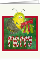 Sexy Bee Merry Whimsical Mistletoe Christmas Candycane Card