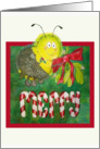 Sexy Bee Merry Whimsical Mistletoe Christmas Candycane Card