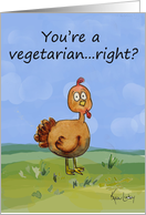 Vegetarian Vegan Whimsical Turkey Dreads Thanksgiving Humor Card