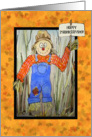 Happy Thanksgiving Scarecrow Hearts Watercolor Painting card