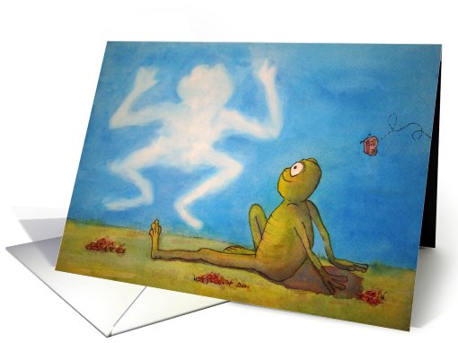 Military Deployment Whimsical Frog in Cloud I Miss You card (736228)