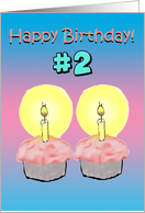 Happy Birthday 2 Two Years Old Cupcake Candles Card