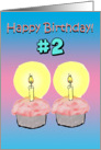 Happy Birthday 2 Two Years Old Cupcake Candles Card