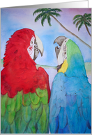 Parrot Bird Couple Pair Watercolor Painting Blank Card