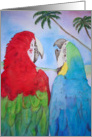 Parrot Bird Couple Pair Watercolor Painting Blank Card