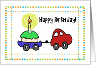 Happy Whimsical Car Birthday Cupcake Trailer Card Blank card