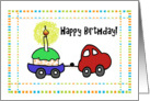 Happy Whimsical Car Birthday Cupcake Trailer Card Blank card