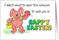Happy Easter Whimsical Waving Funny Bunny Rabbit Card