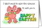 Happy Easter Whimsical Waving Funny Bunny Rabbit Card