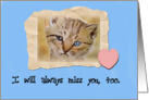 Miss You Sad Kitty Cat Kitten Watercolor Card