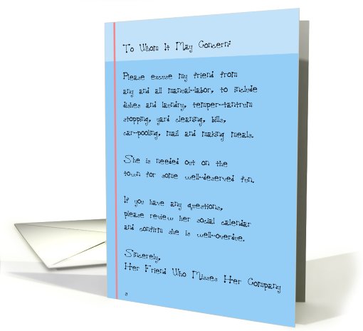 Funny Excuse to Go Out With Friend Thinking of You Friendship card