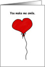 Red Heart Balloon You Make Me Smile Cute Whimsical Humor card