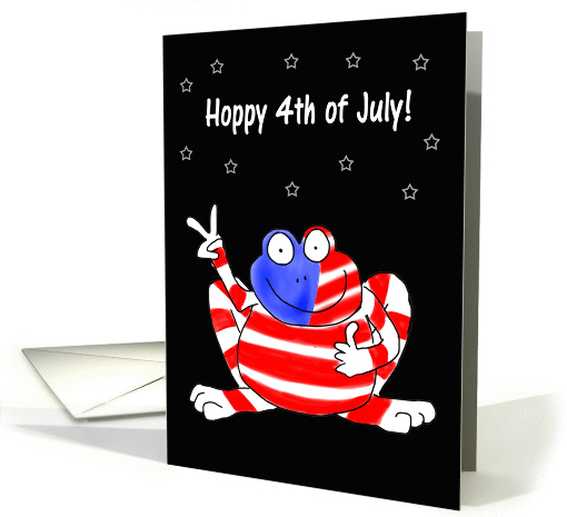 Happy Hoppy Frog Peace 4th of July Red White Blue... (810908)