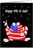 Happy Hoppy Frog Peace 4th of July Red White Blue Independence Day card