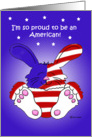 4th of July Independence Day Whimsical Proud American Red White Blue Bunny card