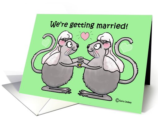 Wedding Announcement Gay Lesbian Couple Whimsical Mice Mouse card