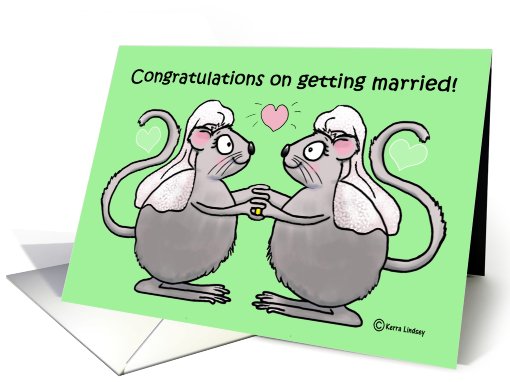 Congratulations Gay Lesbian Couple Whimsical Mice Mouse card (815176)