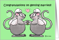 Congratulations Gay Lesbian Couple Whimsical Mice Mouse card