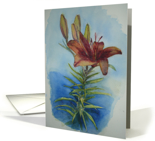 Congratulations Flower Red Blooming Watercolor Lily card (86510)