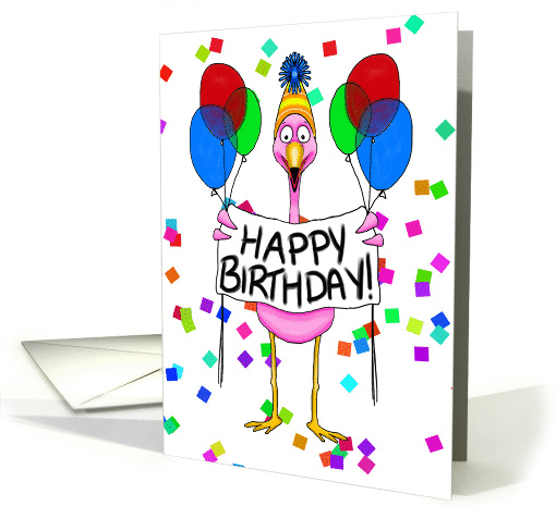 Happy Birthday Pink Flamingo Balloons card (902685)