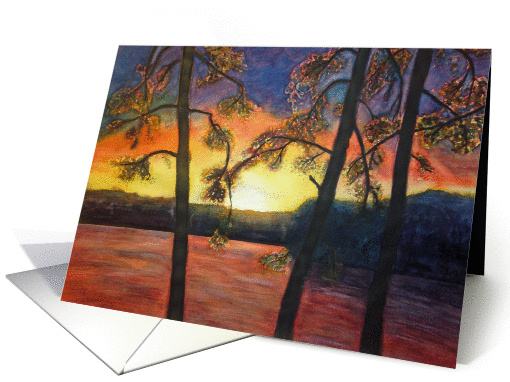 Fine Art Sunset Painted Sympathy card (927774)