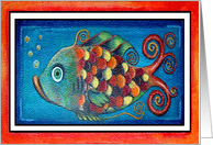 Rainbow Whimsical Fish Note Card