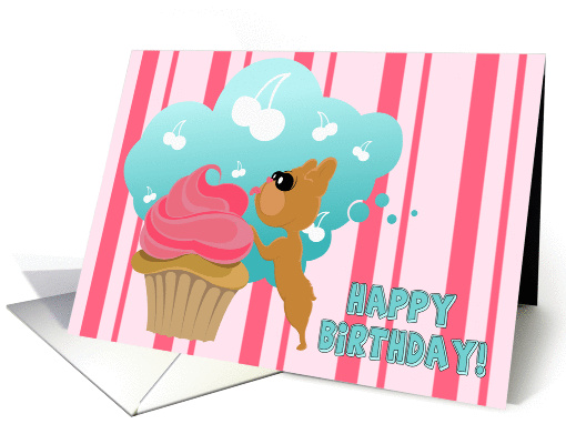 Cupcakes & Cherries Happy Birthday! card (90759)
