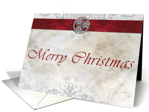 Celtic Knot Triskelion Red Merry Christmas card (971223)