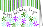 Fresh Birthday card with graphic flowers and stripes card