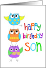 Birthday card for son with cartoon owls card