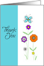 Thank you with flowers illustration card